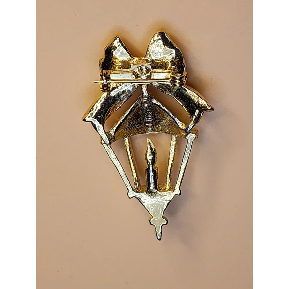 Vtg GERRY's Brooch Pin Lantern Candle Lit Lamp Enamel Gold‎ Tone FREE $HIPPING!!